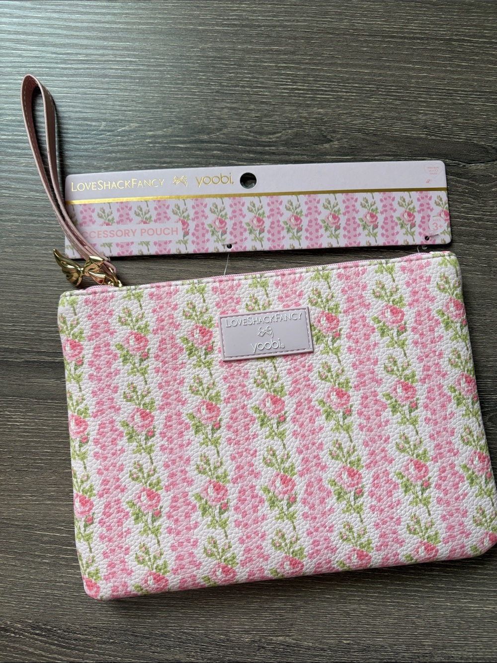 NWT Love Shack Fancy X Yoobi Blooming Heriloom Flat Zip Pencil Case W/ Strap